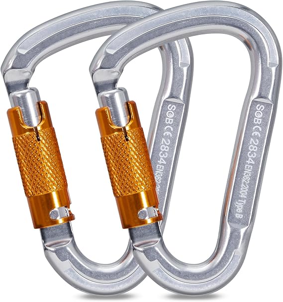 Climbing Carabiners, Auto Locking Carabiner Clips Heavy Duty for Rock Climbing, Camping, Dog Leash, Hammock, Swing, Water Bottle