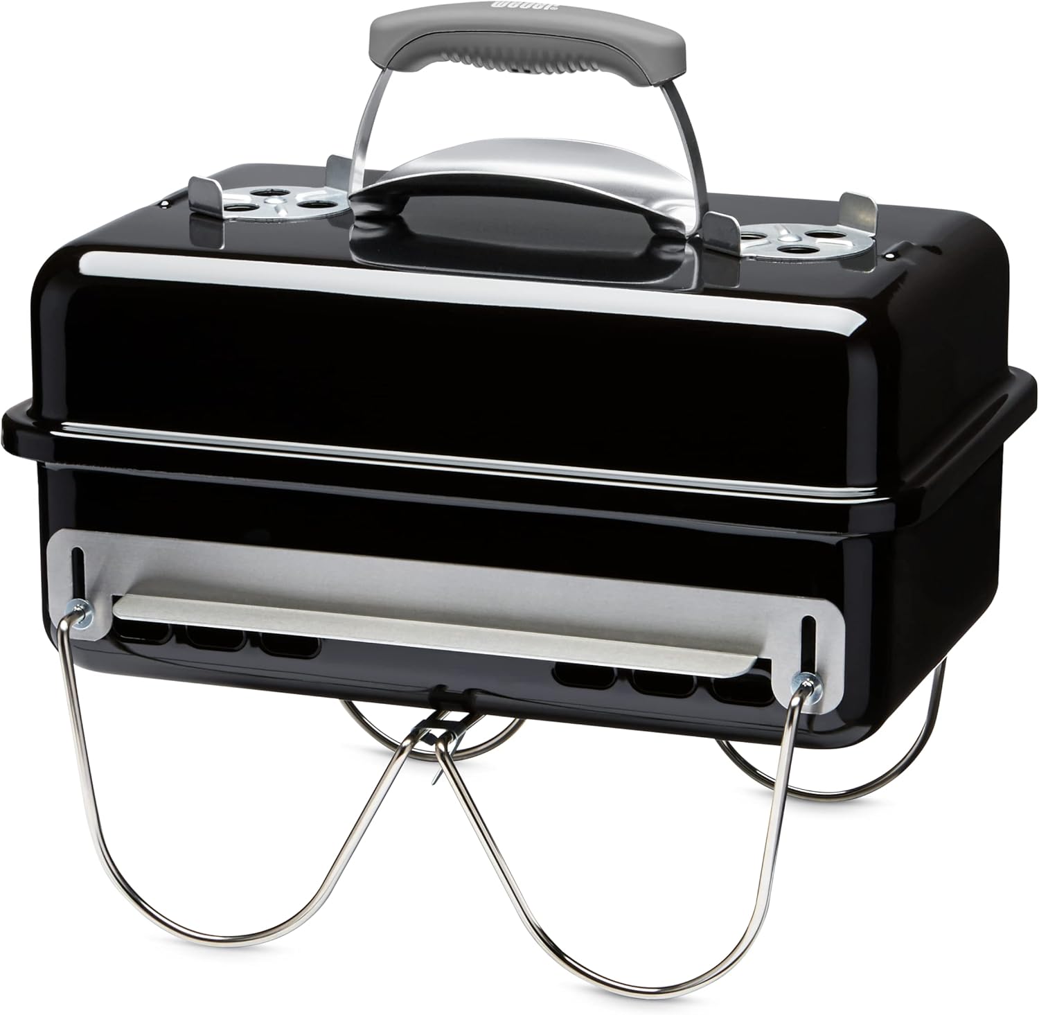 Weber Go-Anywhere Charcoal BBQPortable Grill with Folding Legs, Compact Design for Camping & Picnics, Durable Enamel, Precise Airflow Control, 42 x 26 cm Cooking Area, Black