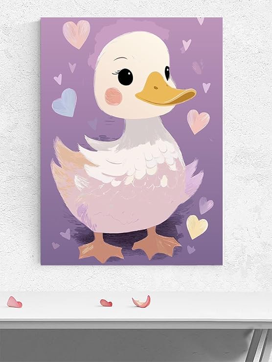 Postermanya Sevgi Ördeği Kız Bebek Odası Poster, Afiş, Kreş Çocuk Odası Dekorasyon, Yenidoğan Hediye