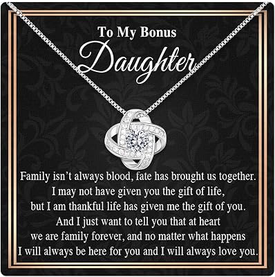 Larvincy Bonus Daughter Gifts from Stepdad Stepmom With Heartfelt Message & Elegant Box - Jewelry Gifts For Stepdaughter, To My Bonus Daughter Necklace On Birthday Graduation Wedding Christmas & More