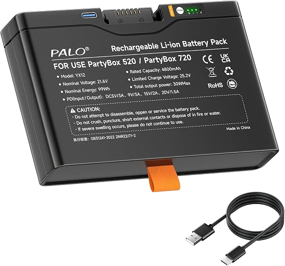 Replacement Battery Compatible with JBL PartyBox 520 and PartyBox 720, Battery for Boombox 4 Portable Speaker, PN FG6CELL21700G