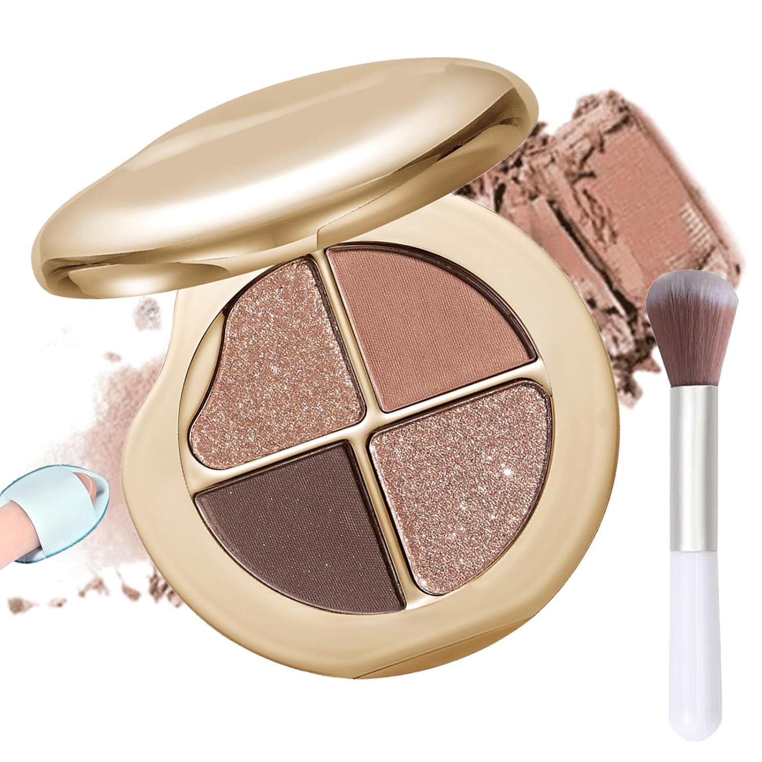 Glow Gallery Highlighting Eye & Cheek Palette, 4-Color Metallic Shimmer Eye & Cheek Palette, Blush and Highlighter Palette, Makeup Set for Shading, Highlighting & Defining the Face #01