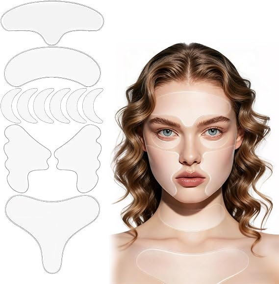 Anti Wrinkle Patches, Reusable Silicone Wrinkle Patches for Neck & Chest, Wrinkle Filler Alternative for Women, Overnight Skin Smoothing Routine (Clear)