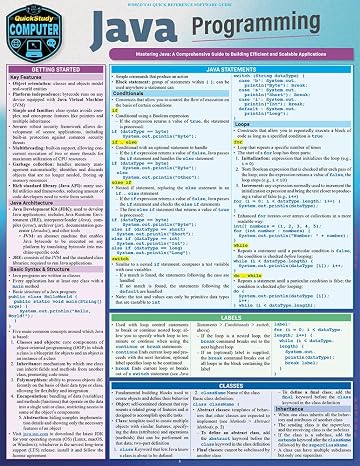 Java Programming Language: a QuickStudy Laminated Reference Guide