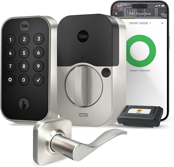 Yale Assure Lock 2 Keypad with Wi-Fi and Norwood Lever in Satin Nickel