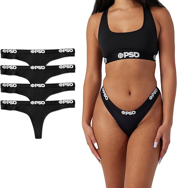 PSD Underwear Womens Thong - Soft Modal Basics Thong Underwear for Women in Packs and Singles, Minimal Coverage Underwear