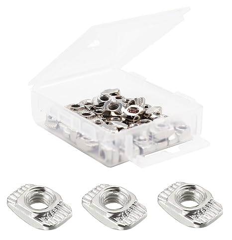 cSeao 40pcs M4 European T Nuts, Hammer Head Drop in T Slot Nuts, Carbon Steel