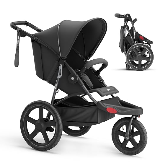 Jogging Stroller with All-Terrain Frame, 12"/16" Inflatable Tires