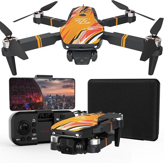 TTROARDS TT19 Mini Drone with Camera, 1080P HD Camera 270° Obstacle Avoidance Brushless Motor Level 3 Wind Resistance, Foldable Quadcopter Drones for Beginners, Orange
