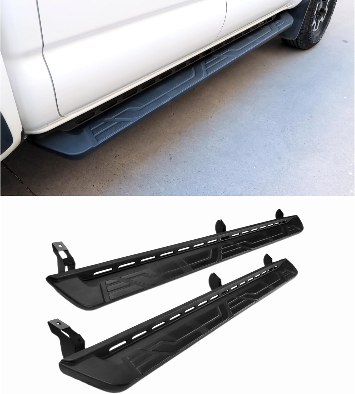 Dermon 7 Inch Running Boards Compatible with 2024 2025 Toyota Tacoma Double Cab Crew Cab 4-Door Side Steps Nerf Bars 600Lbs Heavy Duty Manganese Steel  ABS Black