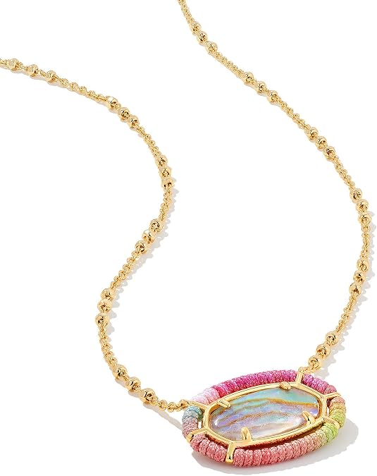 Kendra Scott Threaded Elisa Pendant Necklace in 14k Gold-Plated Brass, Fashion Jewelry for Women, Pastel Mix
