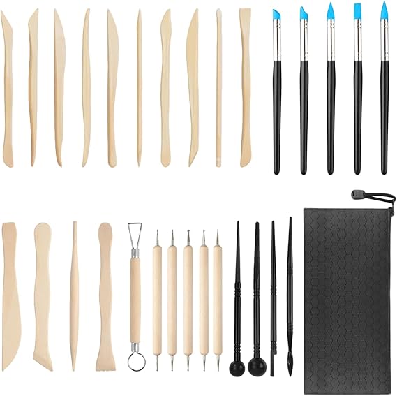30PCS Polymer Clay Tools Air Dry Clay Tools Sculpting Kit with Storage Bag