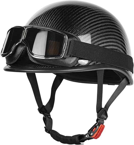 Vintage Motorcycle Half Shell Lightweight Carbon Fiber Open Face Helmets DOT Approved