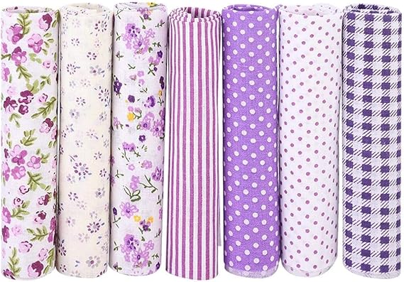 7pcs Different Pattern Patchwork Fabric Cotton Batiks Sewing Scrapbooking Quilting Artcraft for Sewing Craft Cloth DIY Wallet Cushion Cover(5050cm)