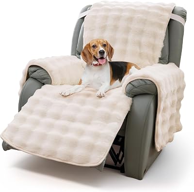 TOPCHANCES Thick Plush Rabbit Recliner Chair Cover,Warm Non Slip Lazy Boy Recliner Slipcover Covers Stay in Place,Furniture Protector with Elastic Straps for Kids Dogs Pets