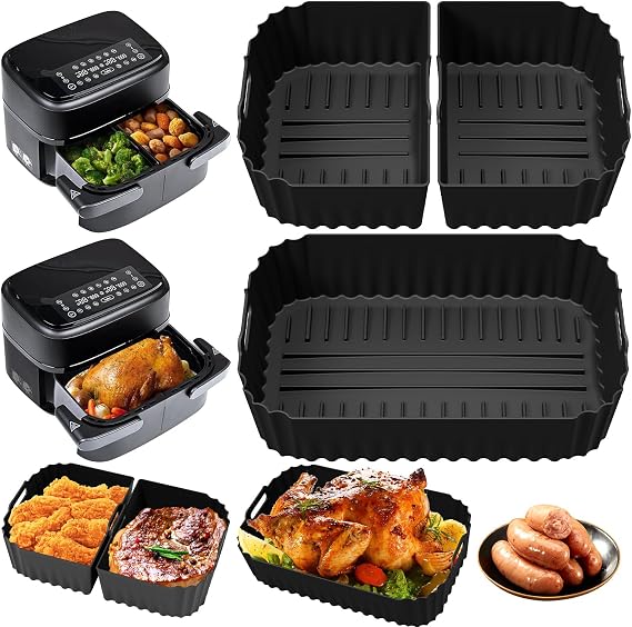 Hot Air Fryer Accessories for Philips Airfryer Dual Flexbasket 1000 Series 7.1 L 3 Pieces Airfryer Silicone Mould Accessories Silicone Mould Hot Air Fryer for Philips NA154/00 Philips Air Fryer Silicone Insert