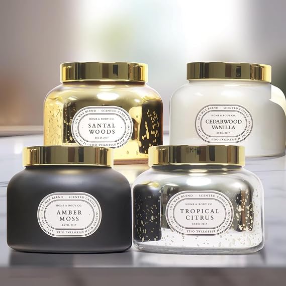 Home and Body Company Essential Oil Soy Candle Set, 12 oz, 4-Pack