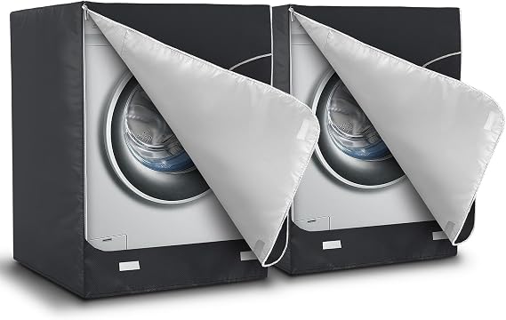 AKEfit 2 Pack Washer Dryer Cover, Washing Machine Cover Waterproof, Dustproof and Anti-UV, Heavy Duty Oxford Washer Covers for Outside , 27"W x 33"D x 39"H -Black