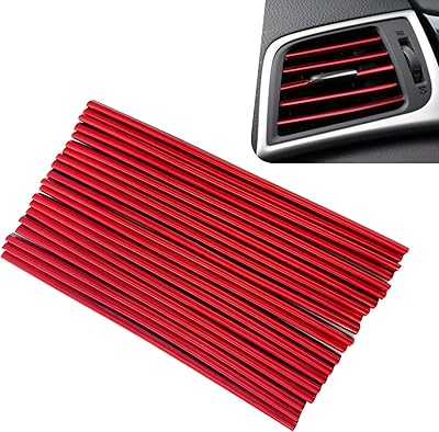 20 PCS Car Air Conditioner Vent Trim Decoration Strips, Waterproof Bendable Air Vent Outlet Trim Decoration, DIY Chrome PVC Decorative Strip, Universal for Most Vehicles Red