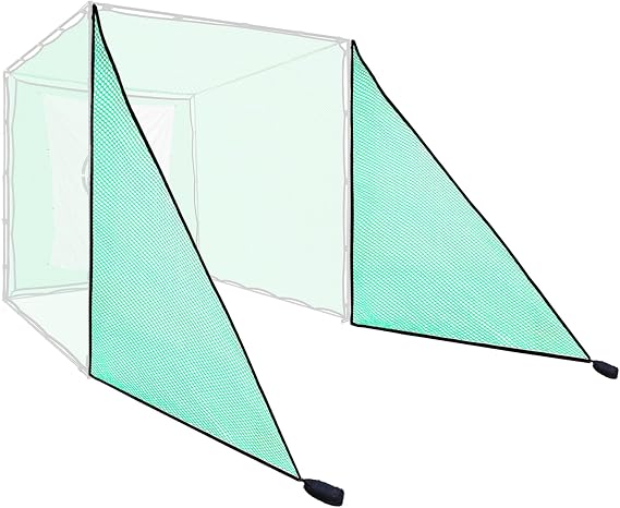2PCS Green Golf Triangle Side Net with Sandbags for Practice Hitting Netting or Simulator Impact Screen;Shank Net Barrier Net for Golf Driving Cage Frame