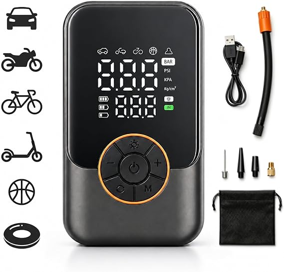 Car Tyre Inflator Air Compressor,150PSI Tyre Pump with Dual Values Display