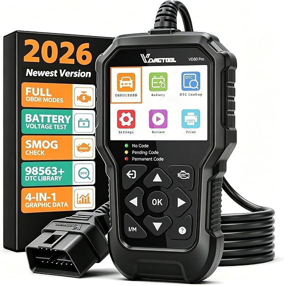 VDIAGTOOL VD30 Pro OBD2 Diagnostic Device Car Diagnostic Tool for OBD Vehicles EOBD Engine Car Reader with OBDII Functions Car OBD Scanner Adapter Tools Error Reader for All ODB2 Cars