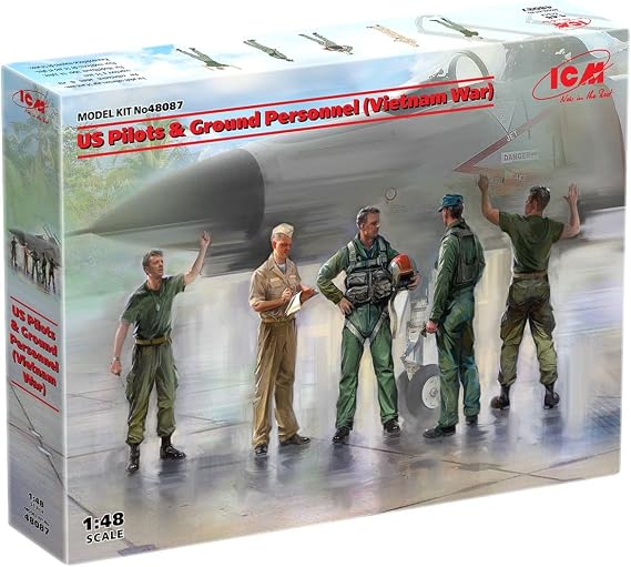 ICM 48087 Plastic Military Figure Models - US Pilots & Ground Personnel (Vietnam War) - Plastic Model kit - Scale 1:48