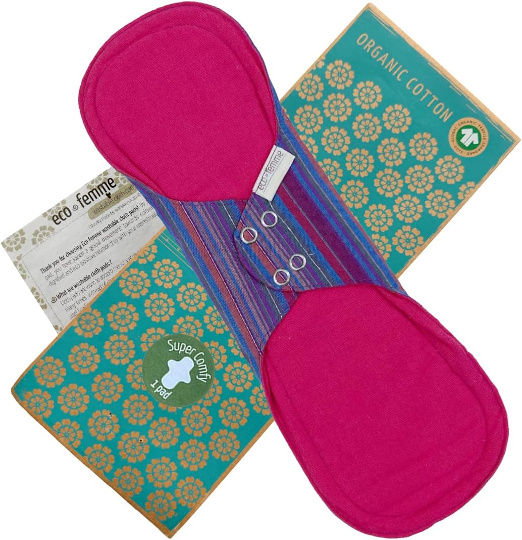 Organic Cloth Napkins, Night Super for Postpartum, Waterproof, Washable, Reusable, Skin Color, Flannel, GOTS Certified, Eco Femme, Fair Trade Sustainable, Made in India, SDGs