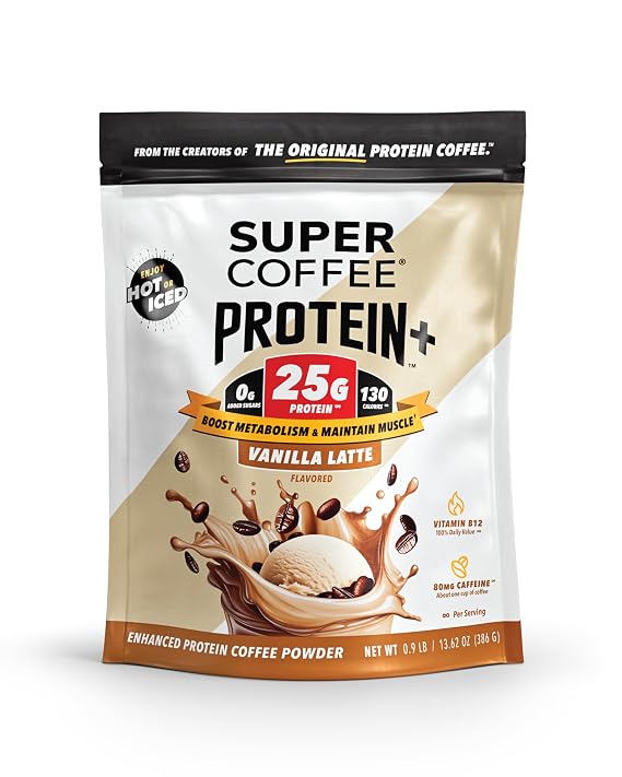 Super Coffee Protein+ Instant Coffee Vanilla, 0g Sugar 25g Protein, 14oz