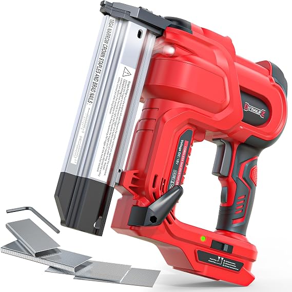 DIYtoolifz 18GA Cordless 2" Brad Nailer Compatible with Milwaukee 18V (Tool Only), 2-in-1 Nail/Staple Gun, Tool-Free Jam, Adjustable Depth, 2 Modes with 400 Nails/Staples for Woodworking, Carpentry