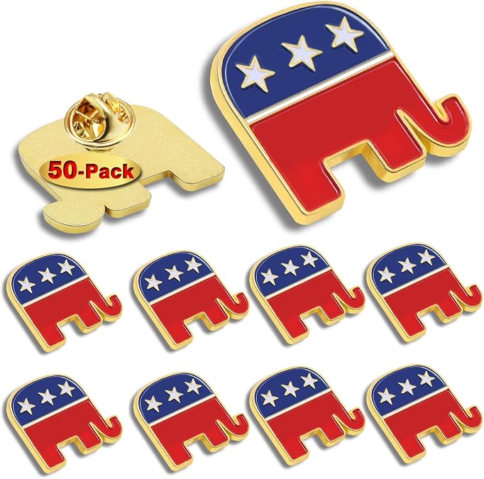 10/20/50/100Pcs Grand Old Party GOP Elephant Enamel Pins Bluk -Show Your Support for Grand Old Party 2024 Presidential Election