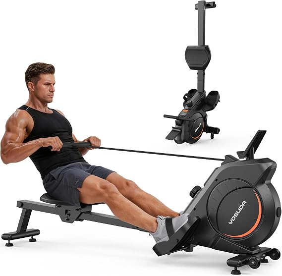 YOSUDA Rowing Machine for Home, Magnetic Rower Machine for Beginners to Athletes, Use with Resistance Adjustment Function, Bluetooth, App Supported, LCD Monitor, and Comfortable Seat Cushion