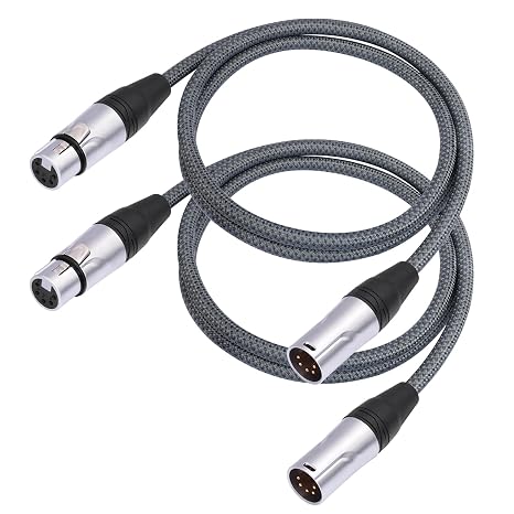 2 Pack 5FT 5Pin XLR Male to Female DMX512 Cable,DMX-512 XLR 5 Pin Male to 5 Pin Female DMX Lighting Cable