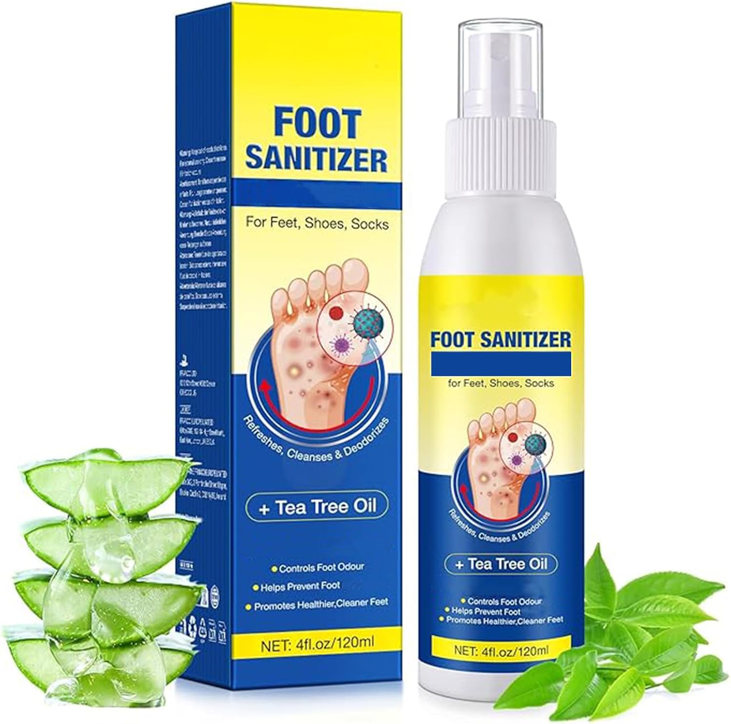 Foot Spray 120ml - Athletes Foot Spray for Fast Relief - Foot Sanitizer for Feet, Shoes, Socks - Instant Cooling Effect - Odour Control for Women Men