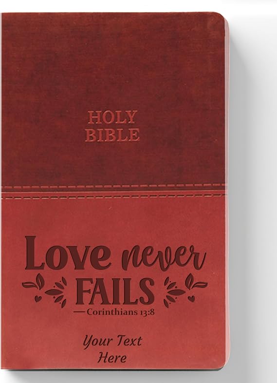 Personalized KJV Value Thinline Bible with Custom Engraved Text and Verse Design: Red Letter, Comfort Print, Leathersoft, Brown