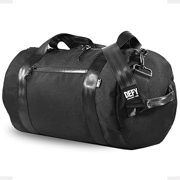 DEFY The Ultimate Overnighter Duffle Bag | Ballistic Nylon Gym/Travel Bag | 36 Liter, Large Weekender Bag, Travel Duffel Bag | Water Repellent Gym Bags For Men & Women Black