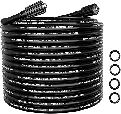 POHIR Pressure Washer Hose 50FT, Kink Resistant Power Washer Replacement Hose 14 Inch with M22 14MM Swivel, Lightweight Pressure Washer Extension Hose 4000 PSI