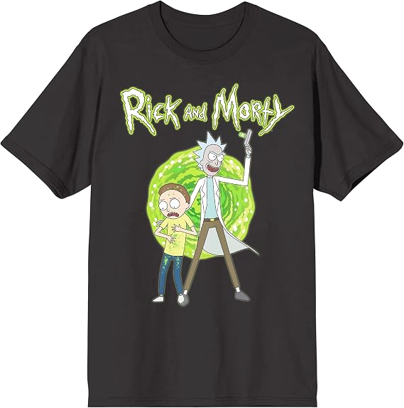 Rick & Morty Portal Art Crew Neck Short Sleeve Charcoal Men's T-Shirt