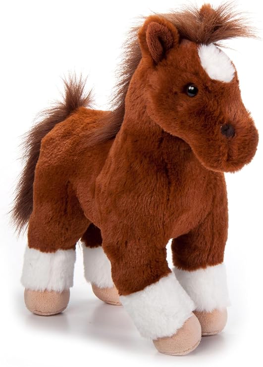 The Petting Zoo Standing Chestnut Horse Stuffed Animal, Wild Onez, 12 in
