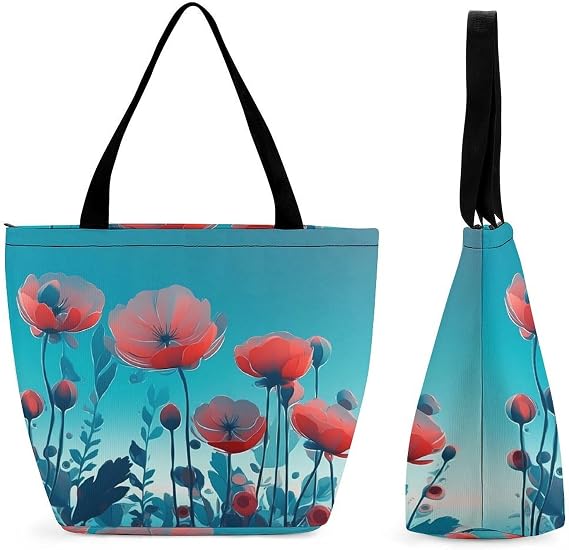 Tote Bag for Women Reusable Grocery Bags Bright Aqua Blue Turquoise Tote Bag with Inner Pocket Shopping Handbag