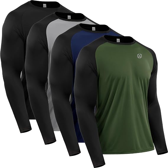 NELEUS Men's Dry Fit Long Sleeve Athletic Running Shirts
