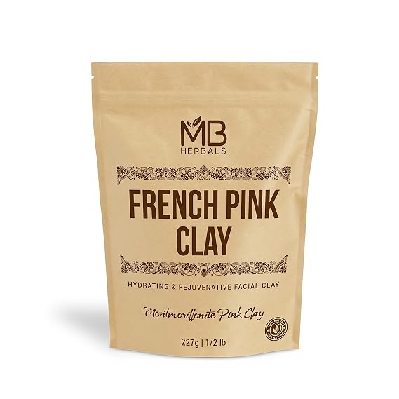 MB Herbals French Pink Clay 8 oz / 0.5 LB | Montmorrillonite Pink Clay (French Rose Clay) | Mild, Hydrating Clay for Face Pack & Soap Making