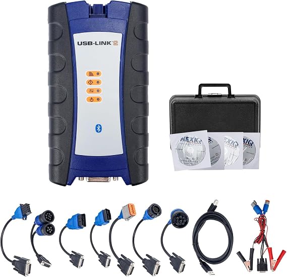 Nexiq USB Link 2 125032,with Repair Information & Diagnostic Software,Applicable to Diesel Truck Diagnostic Problems,USB/Bluetooth Connection,Plastic Box Set BluetoothVersion