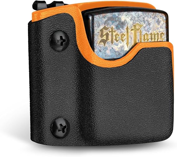 TACTICAL_GEEK TX2 Lighter Pouch, Portable Lighter Holder with Pocket Belt Clip, Anti-Scratch Protective Storage Case for Daily Carry,Lighter Not Included (Orange)