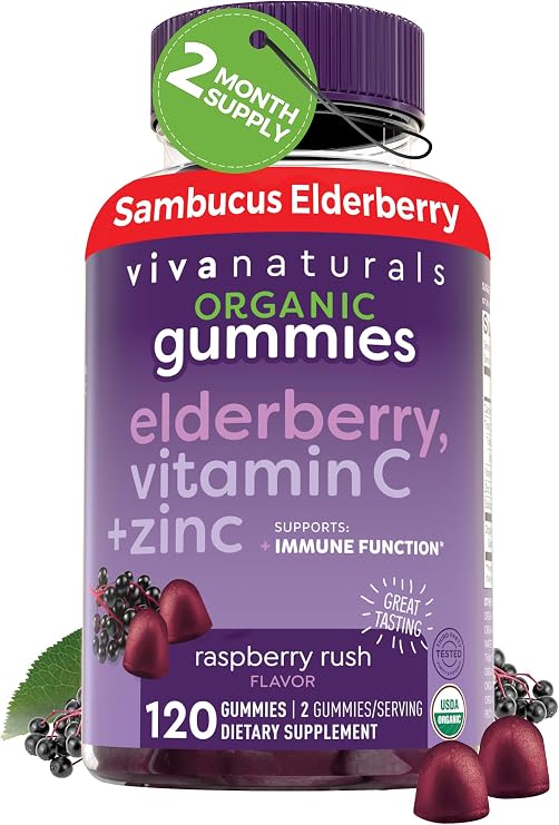 Black Elderberry Vitamin C and Zinc Immune Support Gummies for Adults