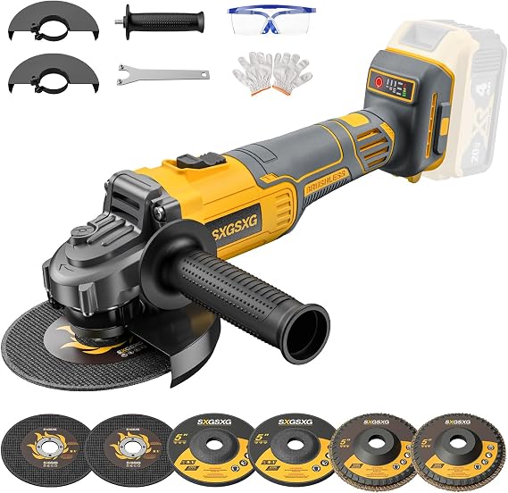 Cordless Angle Grinder for Dewalt 20v Max Battery, Brushless Cordless Grinder Tool 4 1/2", Variable Speed, Electric Power 20v Angle Grinder Tool for Grinding Cutting Polishing (Battery Not Included)