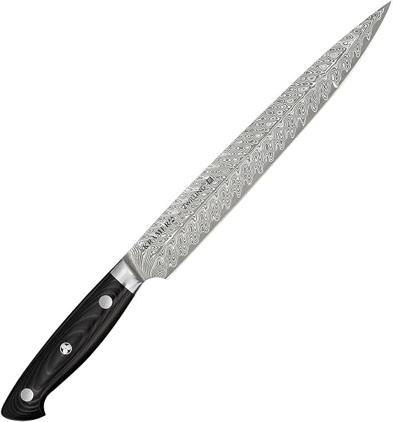 Zwilling 34890-231 Bob Kramer Euro Stainless Steel Slicer, 9.1 inches 230 mm, Made in Japan, Damascus Steel Sujihiki Knife, Layered Steel, Made in Seki, Gifu Prefecture