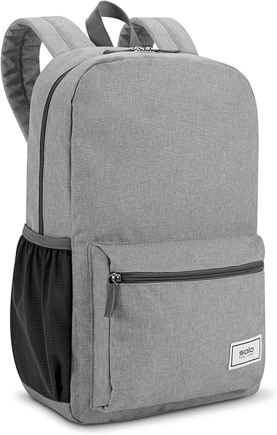 Solo New York Laptop Backpack for Women & Men -Carry On Bookbag for Travel & Work, Lightweight Bag, Side Mesh Pockets, Fits 15.6" Computer - Re:Solve, Grey