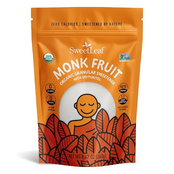 SweetLeaf Organic Monk Fruit Sweetener, Granular - 8.47 Oz Bag