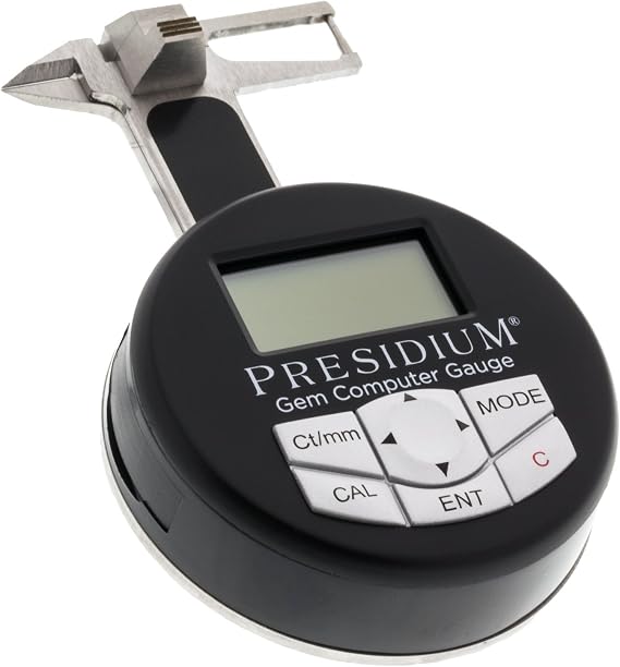 Presidium Gem Computer Gauge (PGCG) | Digital Gemstone Caliper with Carat Weight Estimation, 0.01mm Precision, 9 Cut Identification, USB PC Connectivity, Portable Jewelry Measuring Tool